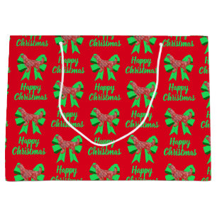 Golden Retriever Weihnachtshund & Grüner Bow Große Geschenktüte
