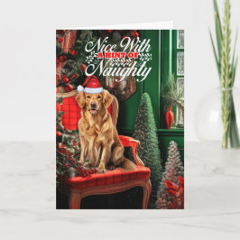 Golden Retriever Weihnachtshund Naughty oder Nice Feiertagskarte