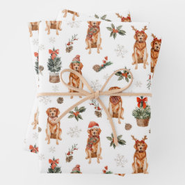 Golden Retriever Weihnachtshunde Geschenkpapier Set