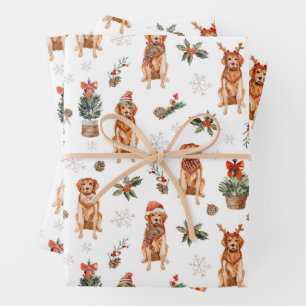 Golden Retriever Weihnachtshunde Geschenkpapier Set