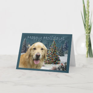 Golden Retriever Weihnachtskarte Abend Feiertagskarte