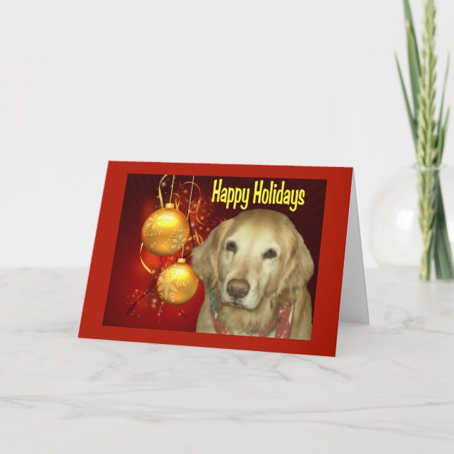 Golden retriever-Weihnachtskarte frohe Feiertage Feiertagskarte (Vorderseite)