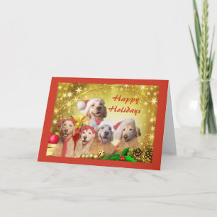 Golden Retriever Weihnachtskartenfamilie Feiertagskarte