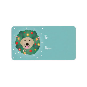 Golden Retriever Weihnachtskranz Adressaufkleber