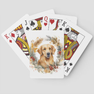 Golden Retriever Weihnachtskranz Festlicher Hund Spielkarten