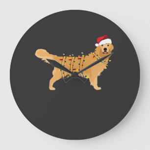 Golden Retriever Weihnachtslicht Essential Große Wanduhr