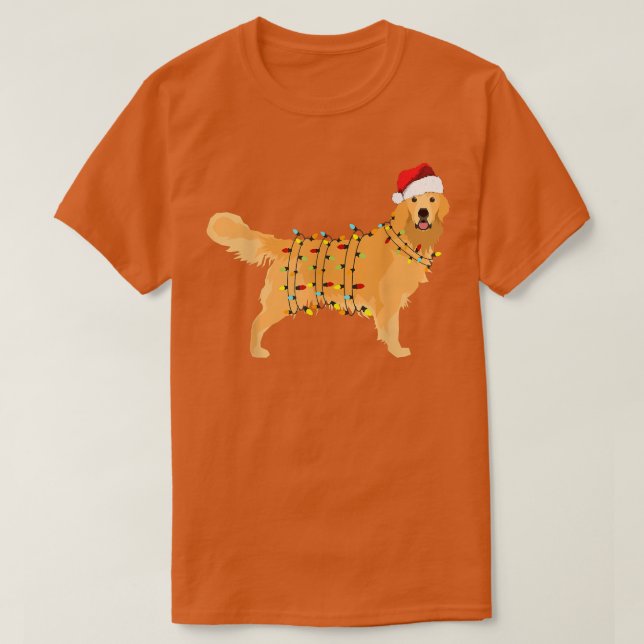 Golden Retriever Weihnachtslicht Merry Xmas Dog Lo T-Shirt (Design vorne)