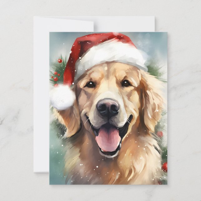 Golden Retriever Weihnachtsmalerei Feiertagskarte (Vorderseite)
