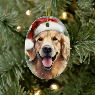 Golden Retriever Weihnachtsmalerei Keramik Ornament