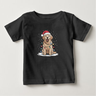Golden Retriever Weihnachtsmann-Christbaum-Lichter Baby T-shirt