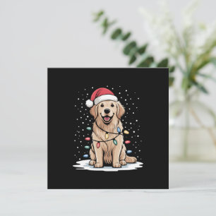 Golden Retriever Weihnachtsmann-Christbaum-Lichter Einladung