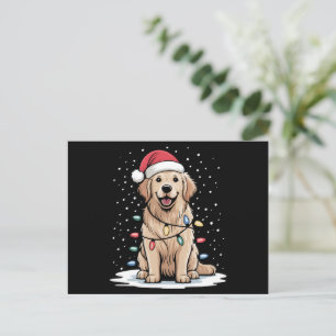 Golden Retriever Weihnachtsmann-Christbaum-Lichter Feiertagspostkarte