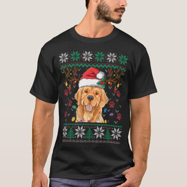 Golden Retriever Weihnachtsmann Reindeer Ugly Swe T-Shirt (Vorderseite)