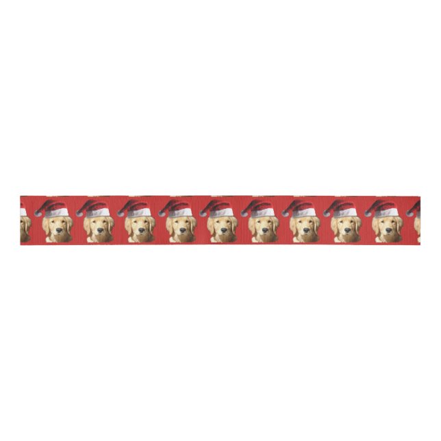 Golden retriever Weihnachtsmann Ripsband (Vorderseite)