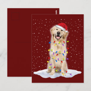 Golden Retriever Weihnachtsmann Weihnachtsbaum Lic Postkarte
