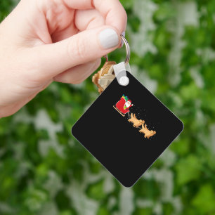 Golden Retriever Weihnachtsmann Weihnachtsschlitte Schlüsselanhänger