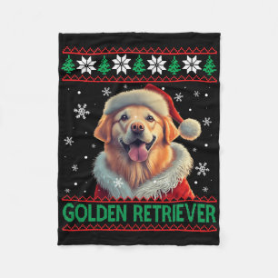 Golden Retriever Weihnachtsmannmütze hässliches We Fleecedecke