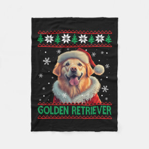Golden Retriever Weihnachtsmannmütze Ugly Christma Fleecedecke