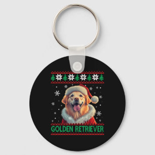 Golden Retriever Weihnachtsmannmütze Ugly Christma Schlüsselanhänger