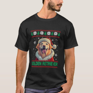 Golden Retriever Weihnachtsmannmütze Ugly Christma T-Shirt