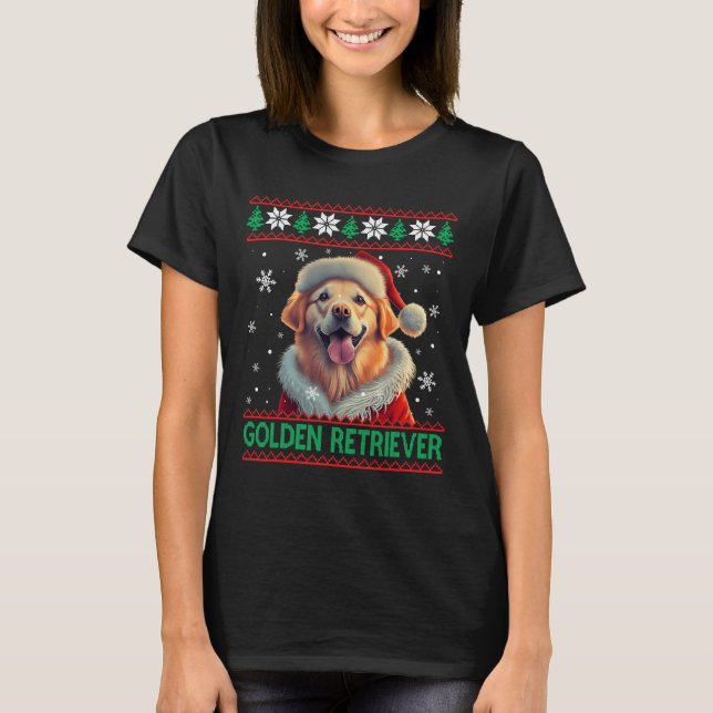 Golden Retriever Weihnachtsmannmütze Ugly Christma T-Shirt (Vorderseite)