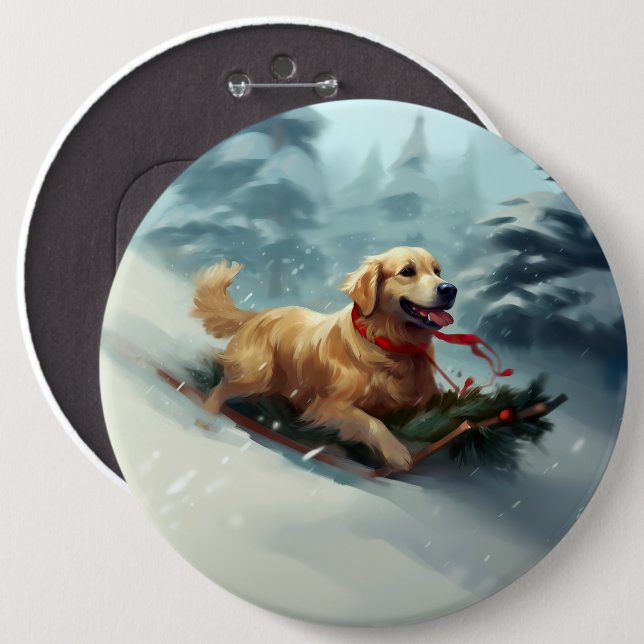 Golden Retriever Weihnachtsschnee Winter Button (Vorne & Hinten)