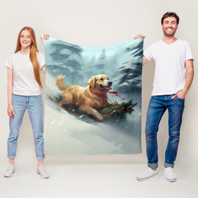Golden Retriever Weihnachtsschnee Winter Fleecedecke (Beispiel)