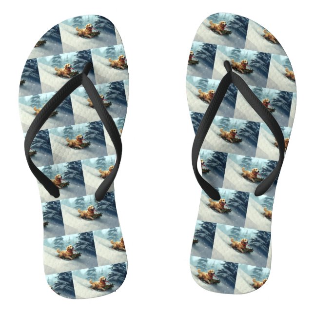 Golden Retriever Weihnachtsschnee Winter Flip Flops (Fußbett)