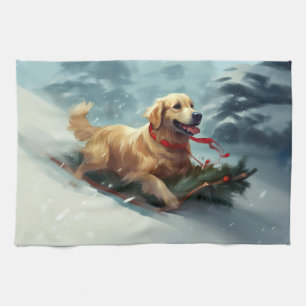 Golden Retriever Weihnachtsschnee Winter Geschirrtuch