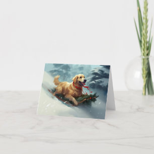Golden Retriever Weihnachtsschnee Winter Karte