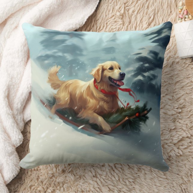 Golden Retriever Weihnachtsschnee Winter Kissen (Decke)
