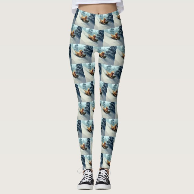Golden Retriever Weihnachtsschnee Winter Leggings (Vorderseite)
