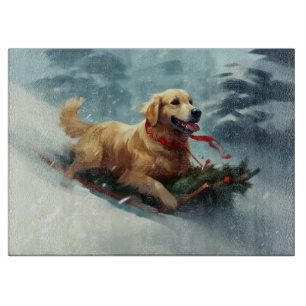Golden Retriever Weihnachtsschnee Winter Schneidebrett