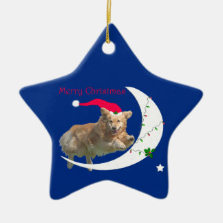 Golden retriever-Weihnachtsstern-Verzierung Keramik Ornament