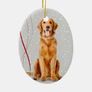 Golden retriever-Weihnachtsverzierung Keramik Ornament