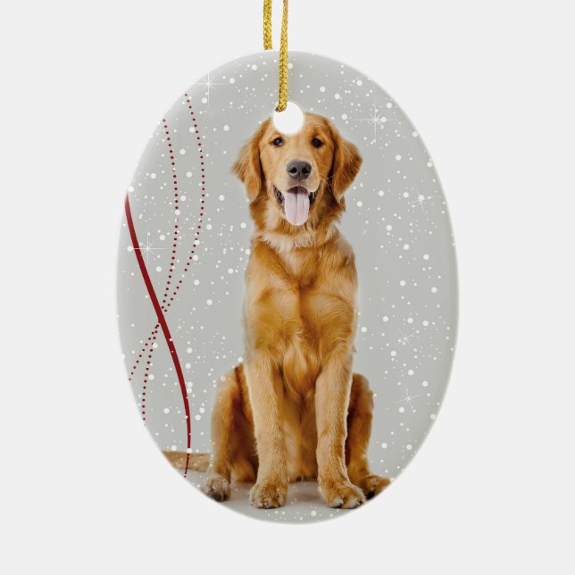 Golden retriever-Weihnachtsverzierung Keramik Ornament (Hinten)