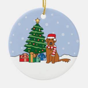 Golden retriever-Weihnachtsverzierung Keramikornament