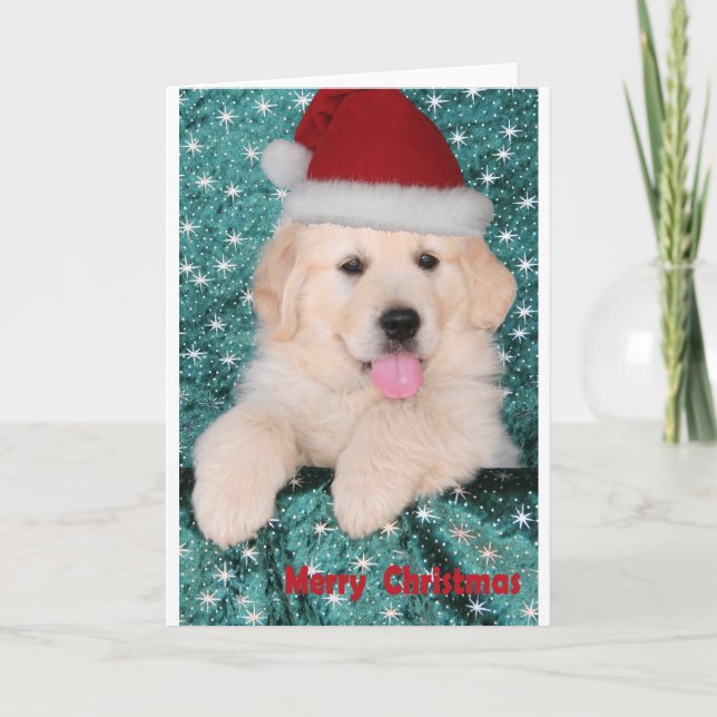 Golden retriever-Weihnachtswelpe Feiertagskarte (Vorderseite)