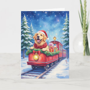 Golden Retriever Weihnachtszug Feiertage Winter Karte