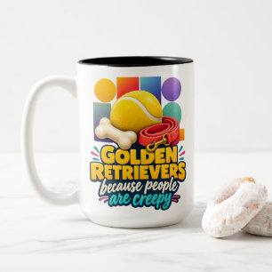 Golden Retriever, weil Menschen unheimlich sind, L Zweifarbige Tasse