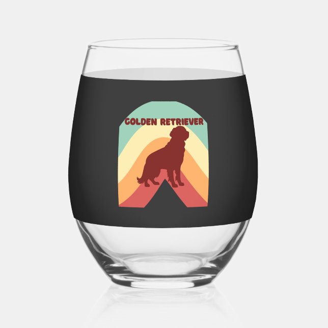 Golden Retriever  Weinglas Ohne Stiel (Vorderseite)