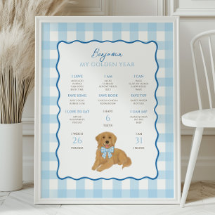 Golden Retriever Welpe 1. Geburtstag Meilenstein Poster
