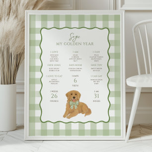 Golden Retriever Welpe 1. Geburtstags-Meilenstein Poster