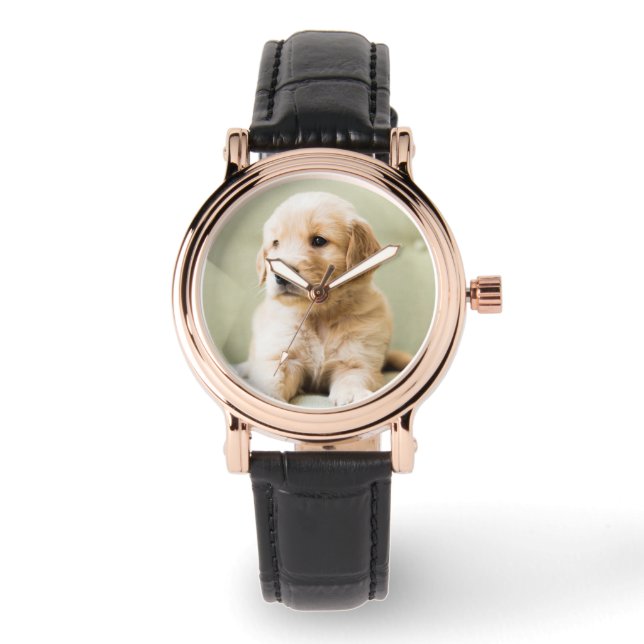 Golden Retriever Welpe auf Couch Armbanduhr (Vorderseite)
