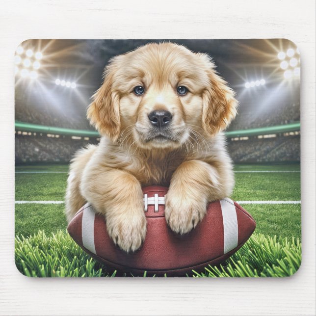 Golden Retriever Welpe auf Fußball Mousepad (Vorne)