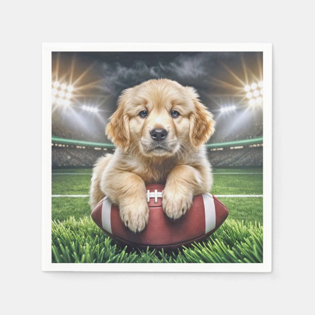 Golden Retriever Welpe auf Fußball Serviette (Vorderseite)