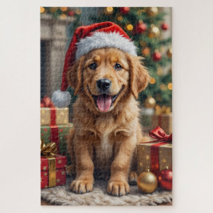 Golden Retriever Welpe erstes Weihnachtsfest Puzzle