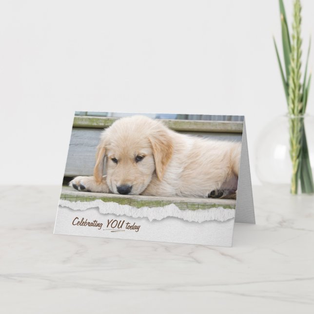 Golden Retriever Welpe Geburtstag Karte (Vorderseite)