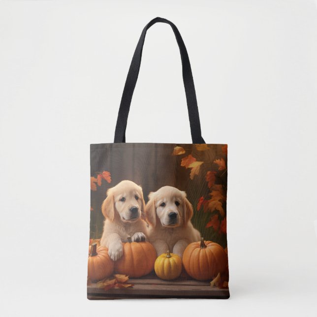 Golden Retriever Welpe Herbst Kürbis (Vorderseite)