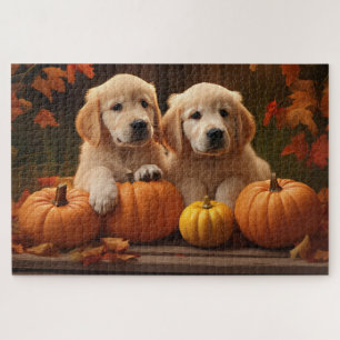 Golden Retriever Welpe Herbst Kürbis Puzzle